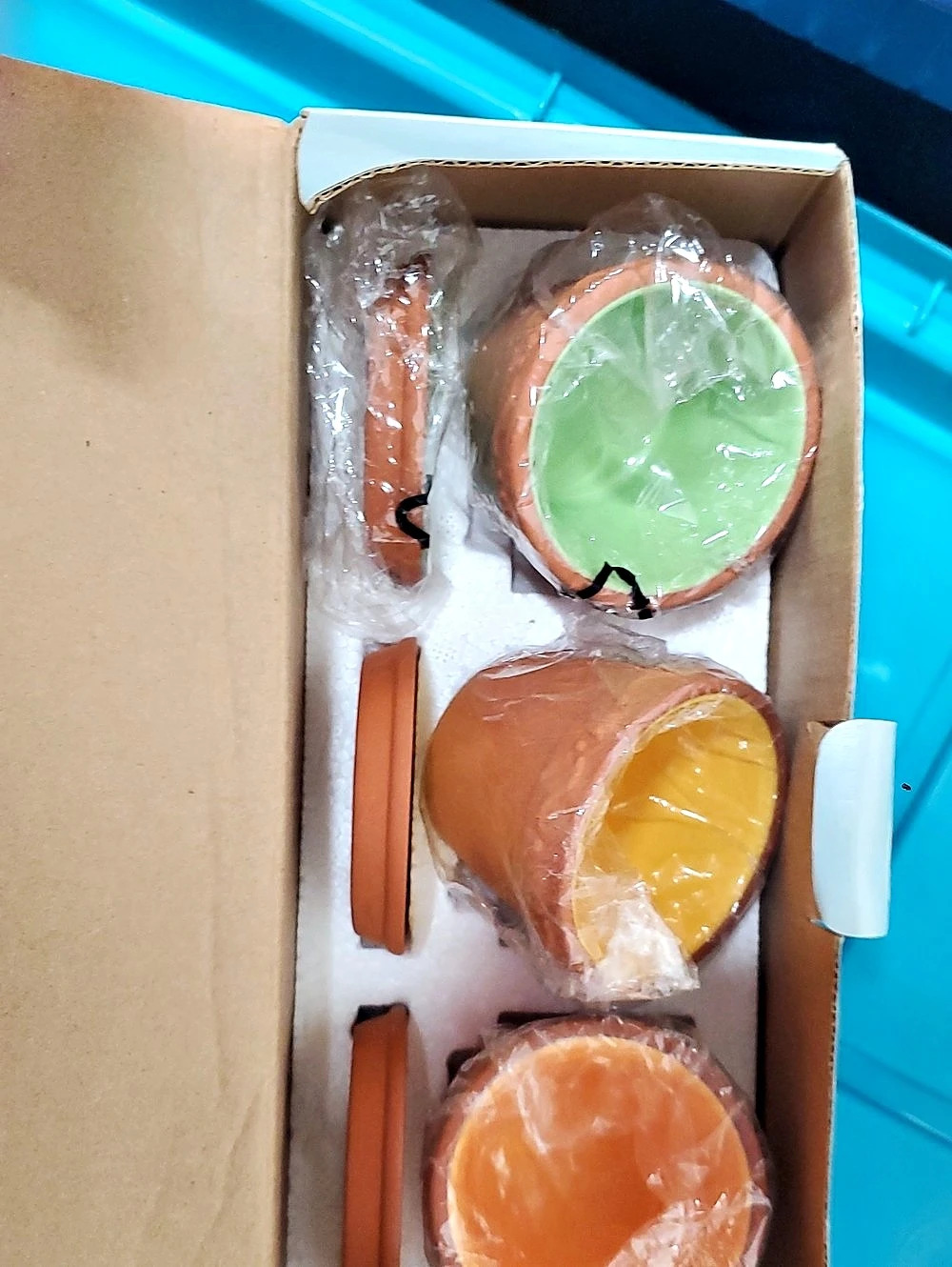 Party lite Mini Planter Pots in Orange & Green NWT